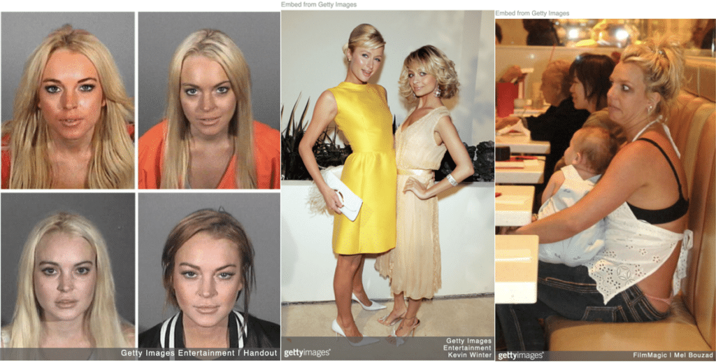 Lindsay Lohan, Paris Hilton, Nicole Ritchie, Britney Spears.