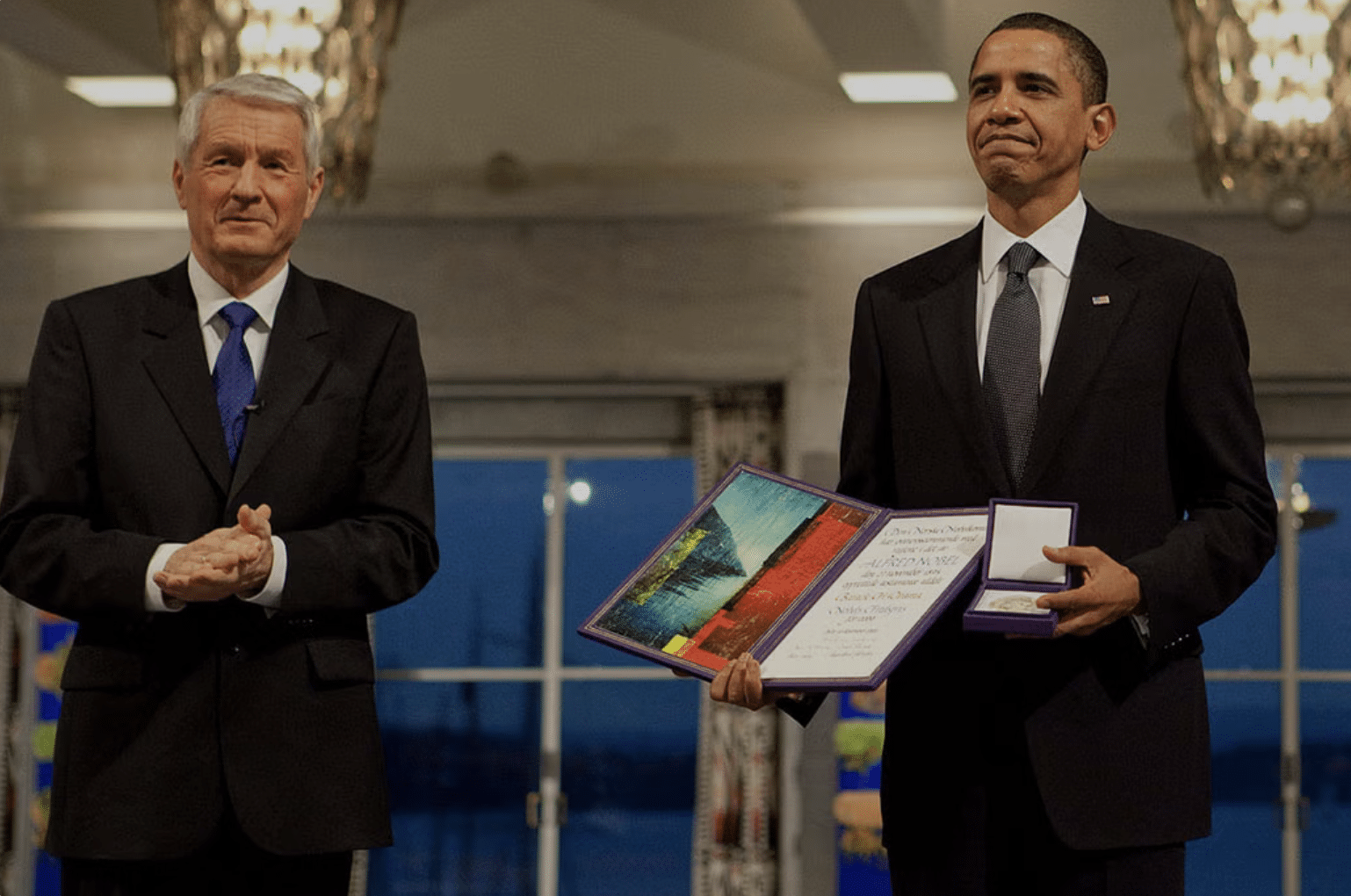 Obama accepting Nobel Peace Prize