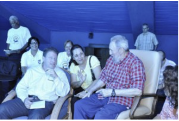 Fidel Castro chatting in retirement