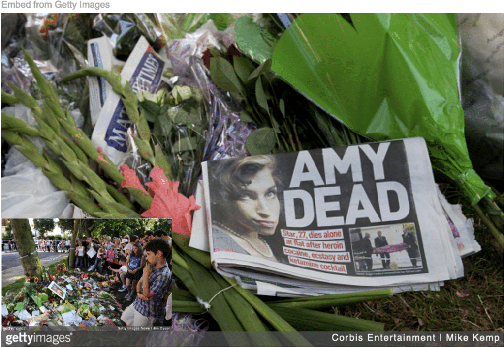 Fans mourning death of Amy Winehouse.