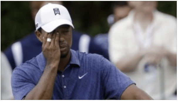 Tiger Woods frustrated on golf course