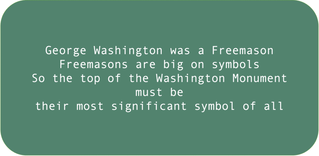 George Washington was a Freemason. Freemasons are big on symbols. So the top of the Washington Monument must be their most significant symbol of all. 
