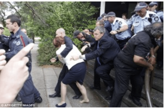 Australian PM Gillard being assaulted