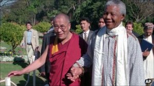 Dalai Lama with Nelson Mandela in Africa AP