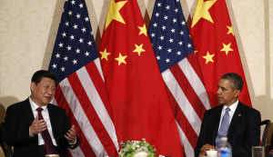 China's President Xi speaks during his meeting with U.S. President Obama, on the sidelines of a nuclear security summit, in The Hague
