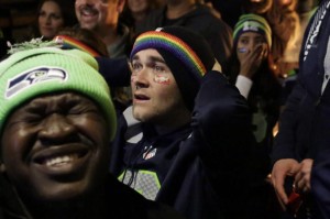 Seattle Seahawks fans react after their team lost the Super Bowl XLIX to the New England Patriots, in Seattle