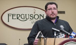 Ferguson Mayor James Knowles announces the resignation of Police Chief Thomas Jackson during a press conference in Ferguson, Missouri