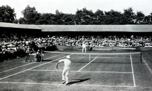 Sport. Tennis. All England Lawn Tennis Championships. Wimbledon, London, England. 1905. Mens Singles Final. Great Britain's Laurie Doherty beat Australia's Norman E.Brookes to win the title.