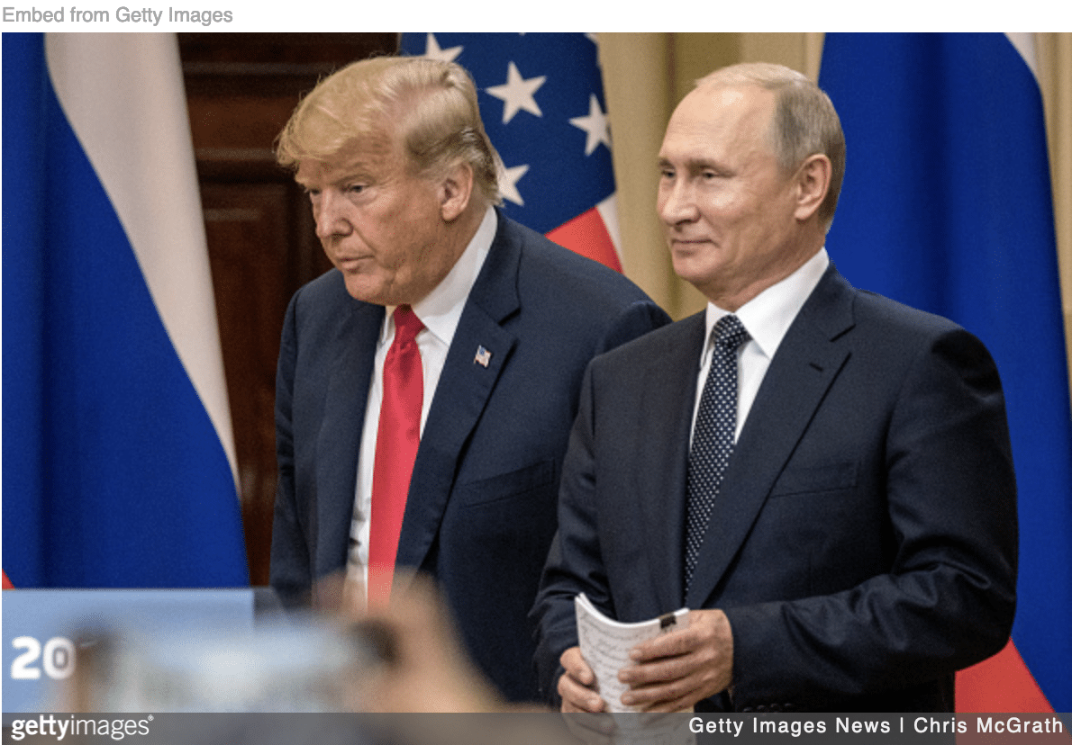 Putin and Trump at Helsinki press conference.