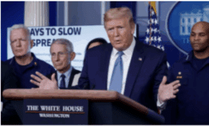 Trump holding forth on Covid in White House briefing room