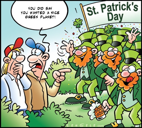 St. Patrick's Day suggest green planet means drinking