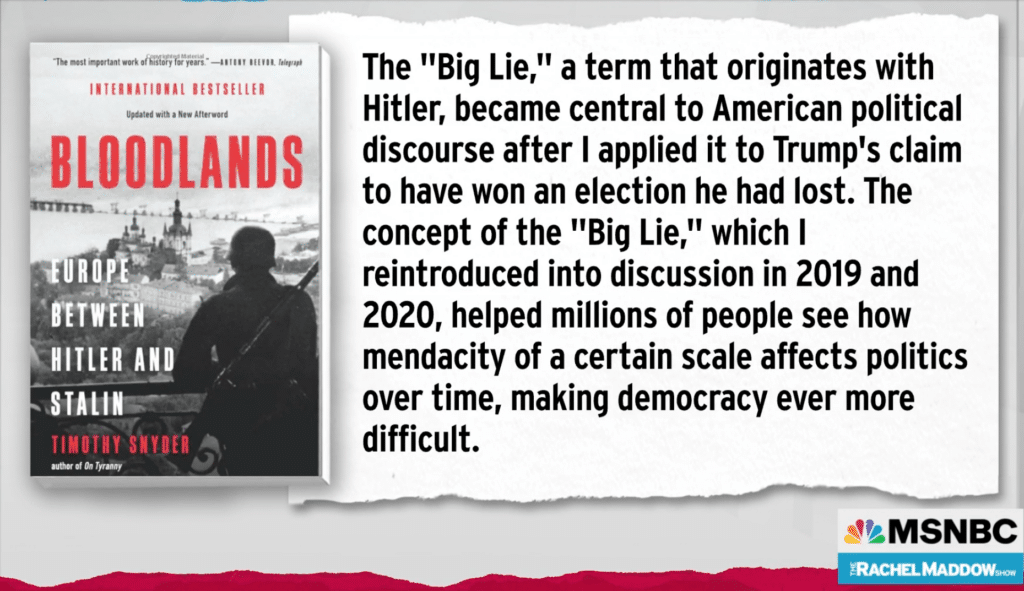 Professor Snyder's claim that he reintroduced concept of big lie is a big lie