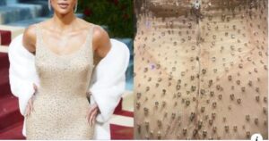 Photos show how Kim Kardashian ripped and tore Marilyn Monroe dress she wore to Met Gala