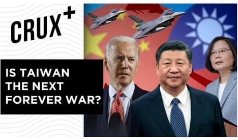 leaders of us, china, and taiwn with fighter jets flying over their heads