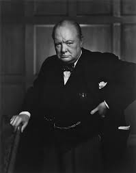 Winston Churchill striking familiar pose