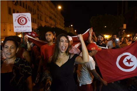 Tunisians celebrating vote to end democratic freedoms by vesting dictatorial powers in president