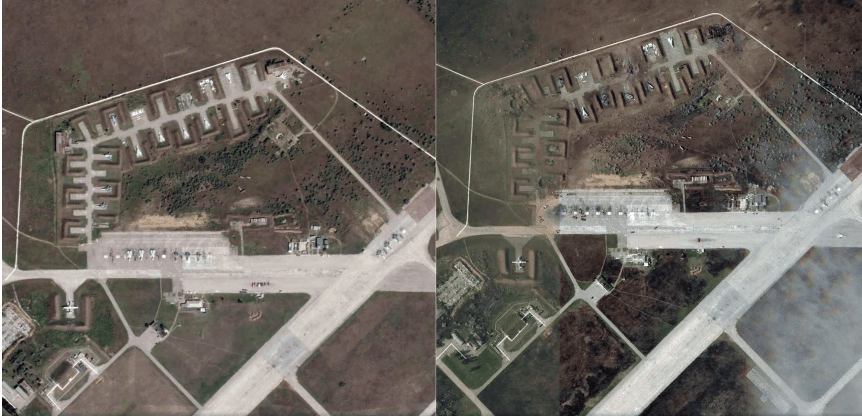 Satellite image of Russian military airbase Ukrainian Special Forces blew up