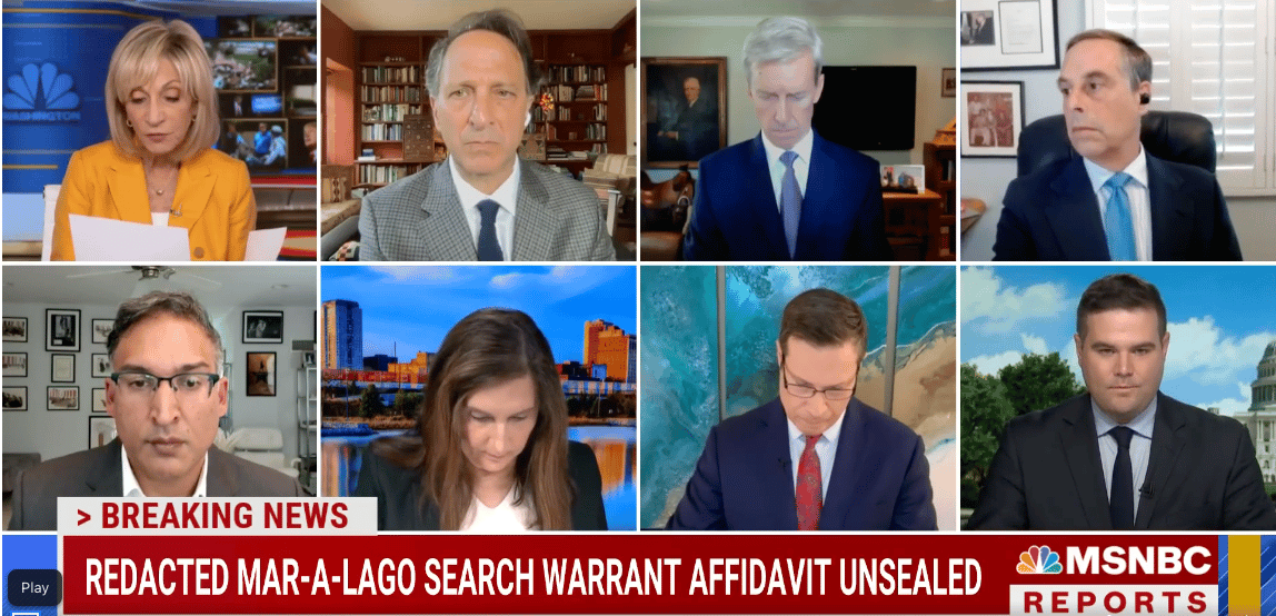 Reporters reading DOJ affidavit live on air