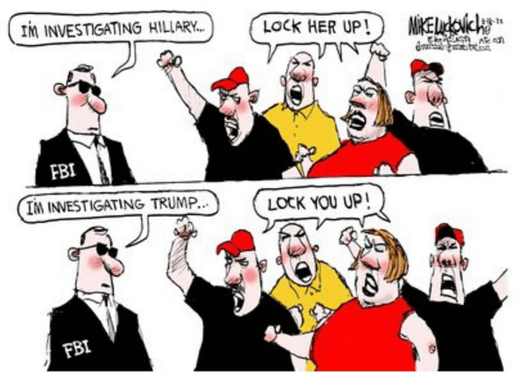 MAGA Republicans who shouted lock her up over Hillary emails now shouting lock FBI up over Trump's top-secret documents