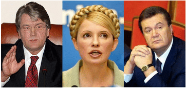 Viktor Yushchenko, Yulia Tymoshenko and Viktor Yanukovych who feature in factional rivalries that bedeviled Ukrainians politics since the Orange Revolution