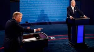 Donald Trump debating Joe Biden during 2020 presidential campaign