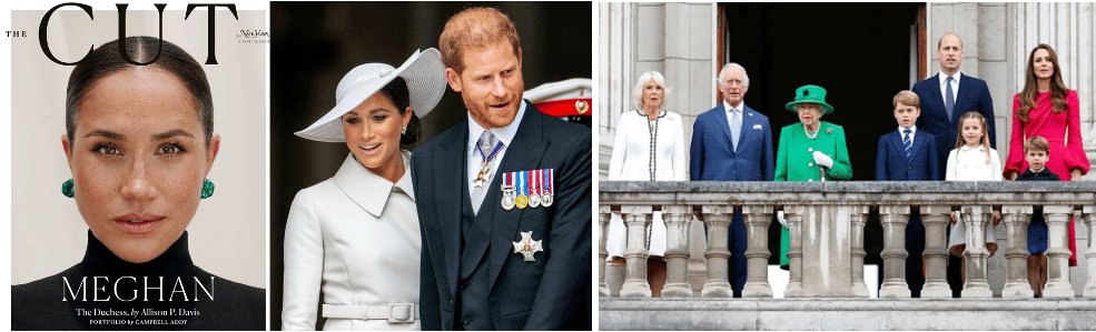 Meghan cover of The Cut magazine with Harry and the royals on balcony at Buckingham Palace