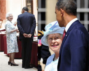 Obama and the queen looking fondly at each other 