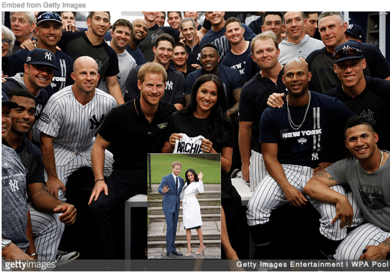 Harry and Meghan visiting Yankees clubhouse