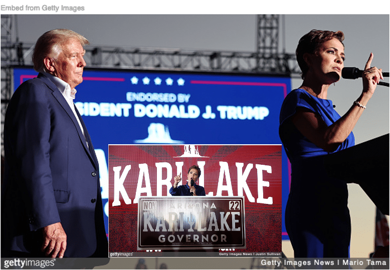Donald Trump endorsing Kari Lake