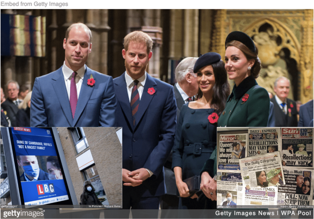 Harry and Meghan William and Kate with images about the racism row Harry and Meghan ignited in the royal family