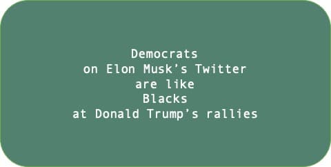 Democrats on Elon Musk’s Twitter are like Blacks at Donald Trump’s rallies.
