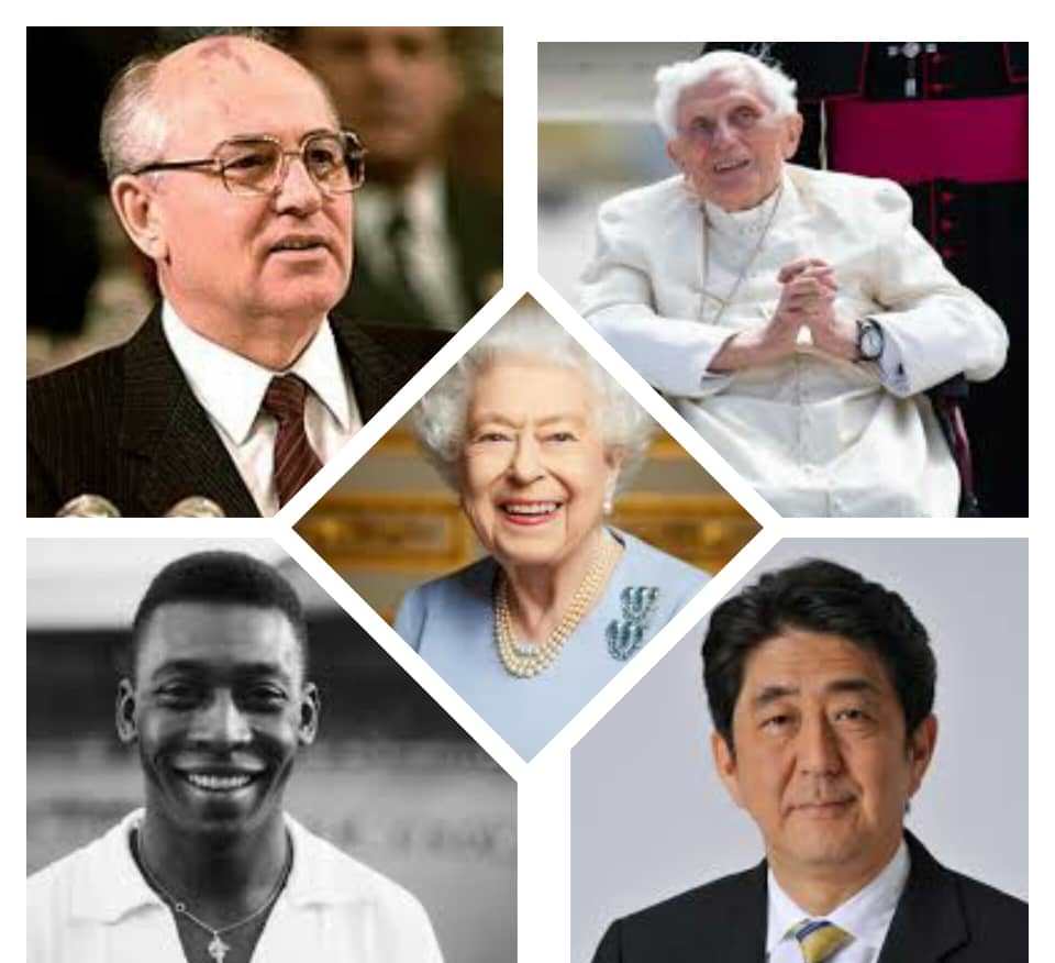 Gorbachev, Pope Benedict, Queen Elizabeth, Pele, Shinzo Abe