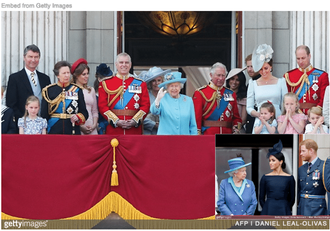 British royal family on balcony at Buckingham Palace in light of rift with Harry and Meghan