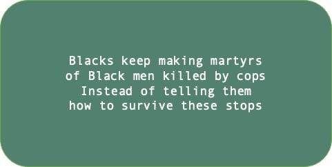 Blacks keep making martyrs of Black men killed by cops Instead of telling them how to survive these stops