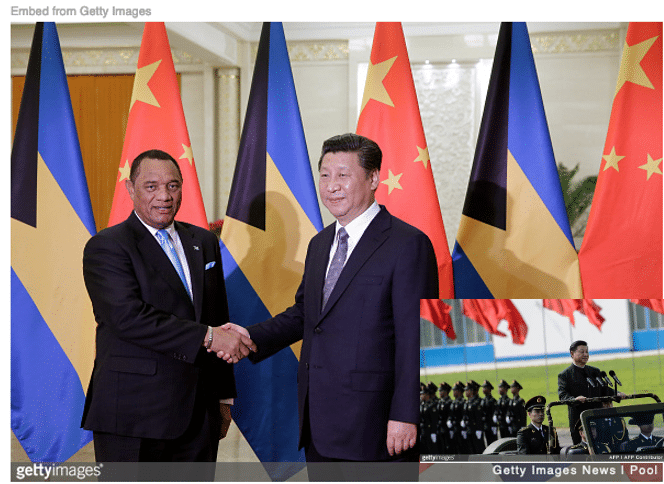 Chinese president Xi Jinping greeting Bahamas PM Perry Christie