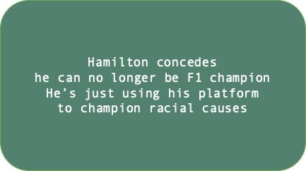 Hamilton concedes he can no longer be F1 champion. He’s just using his platform to champion racial causes 