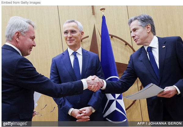 Secretary Blinken welcoming Finland to NATO
