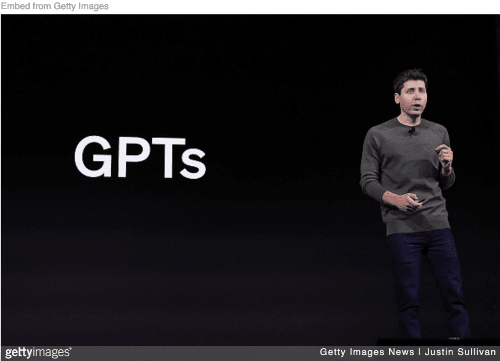 Sam Altman lecturing about GPTs