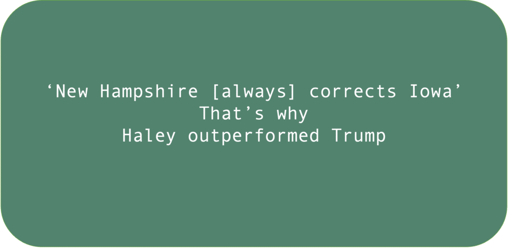 ‘New Hampshire [always] corrects Iowa’. That’s why Haley outperformed Trump.