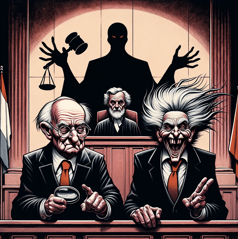 Ghoulish cartoon of Biden, Trump, AG Garland and Special Counsel Hur 