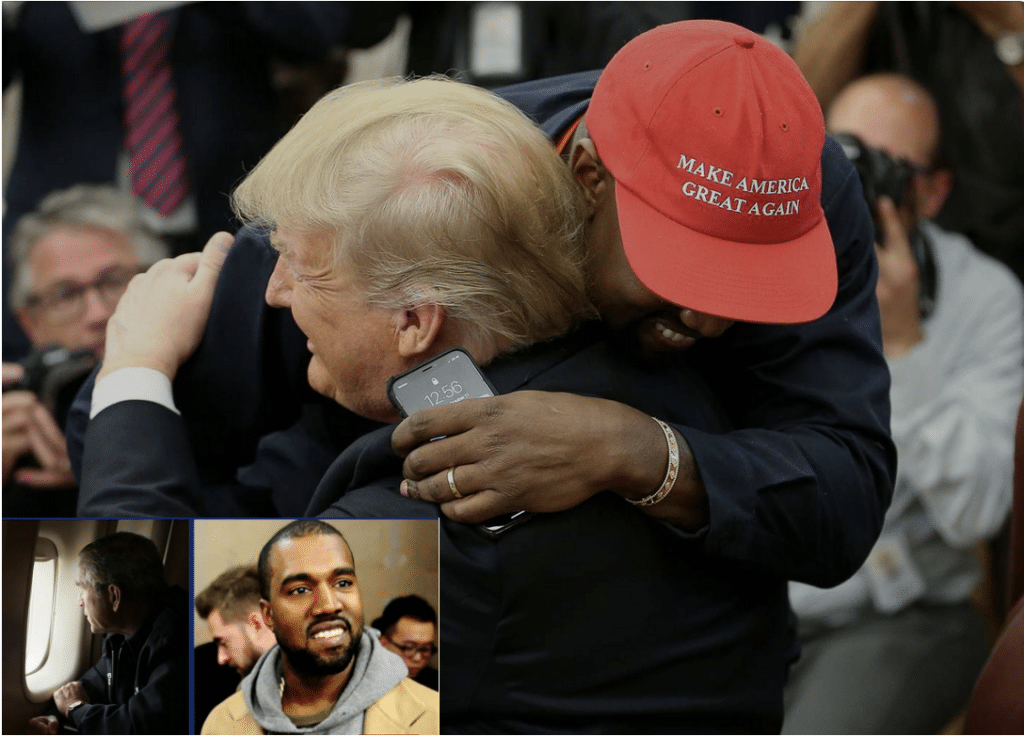 Kanye going from accusing Bush of not caring for Blacks to hugging Trump.