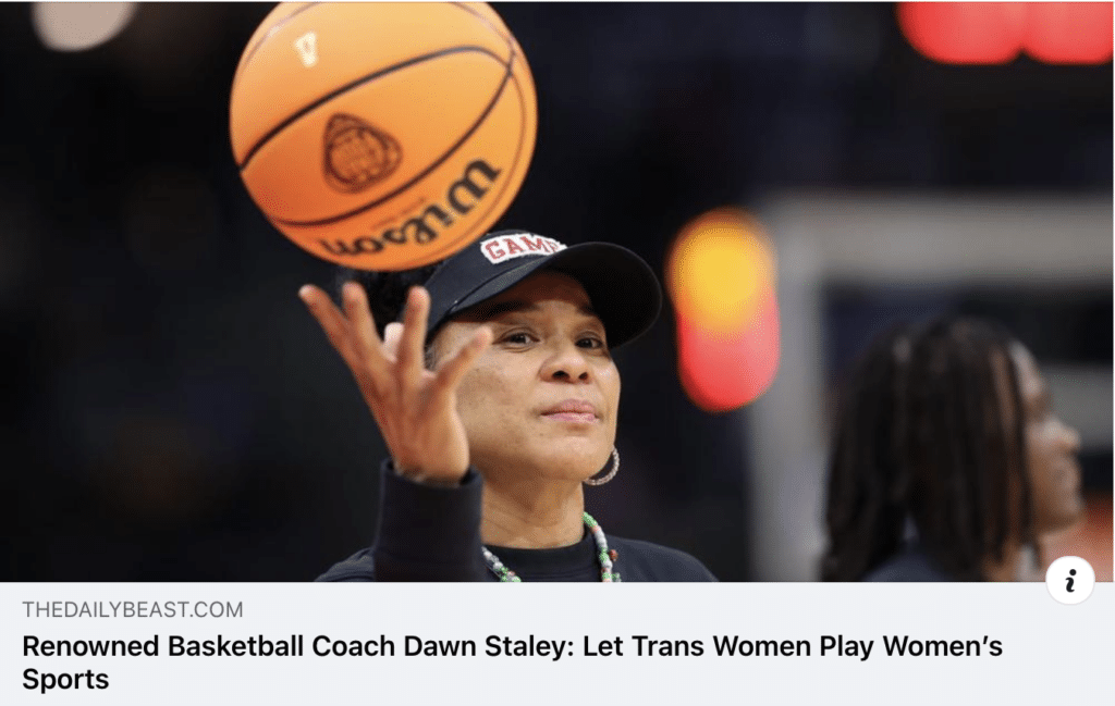 Dawn Staley endorses trans women participating in women's sports