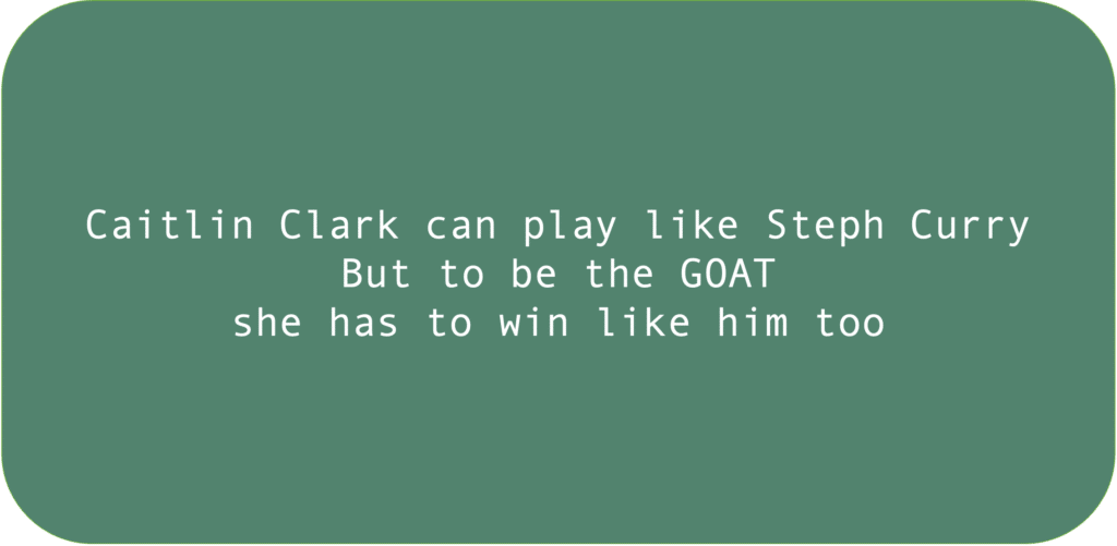 Caitlin Clark can play like Steph Curry. But to be the GOAT she has to win like him too.