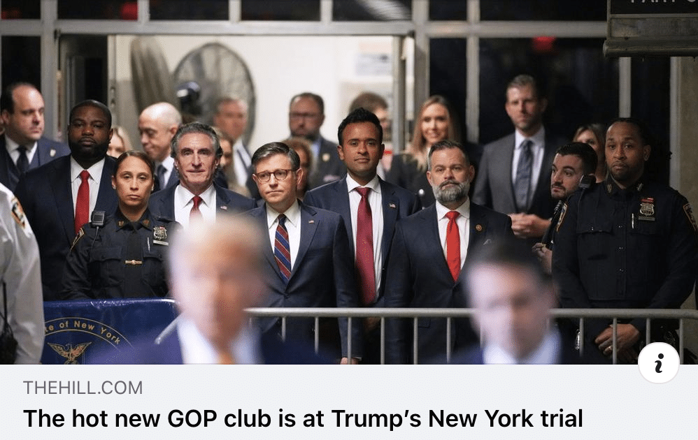 Trump's VP wannbes attending his trial in New York City.