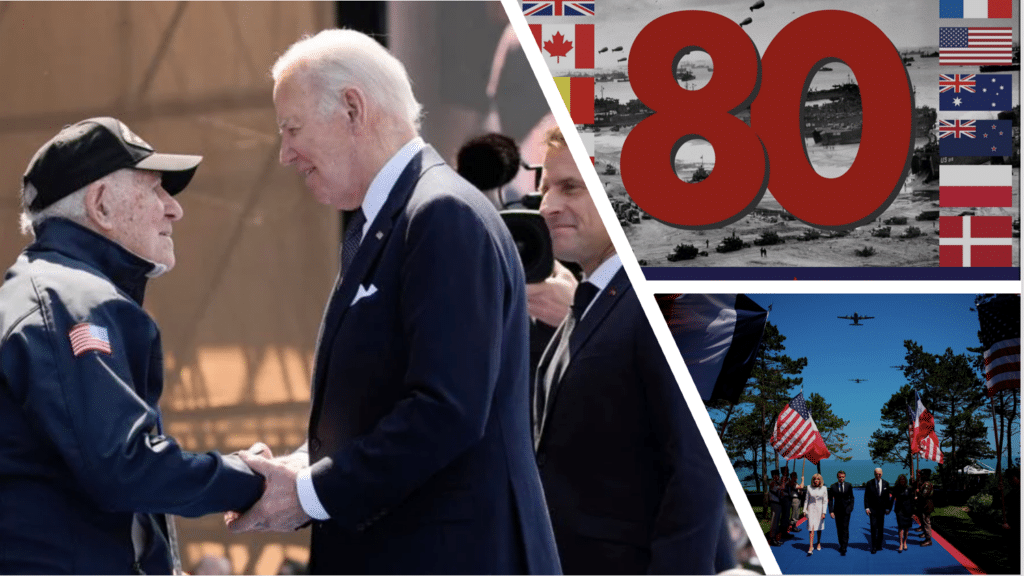 Biden greeting veterans at D-Day celebrations in France