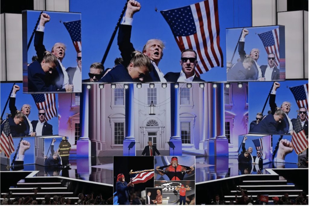 collage of Trump RNC speech featuring Hulk Hogan