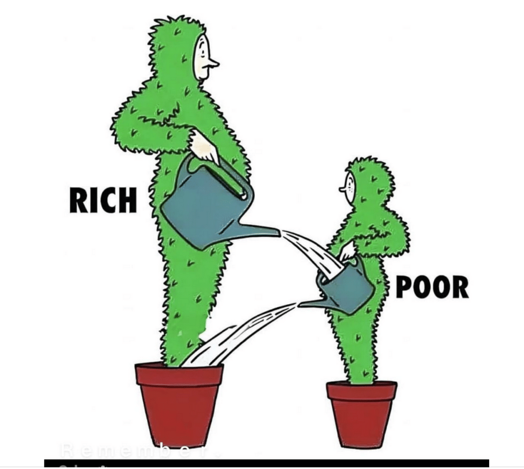 cartoon of Trump's trickle-down economics