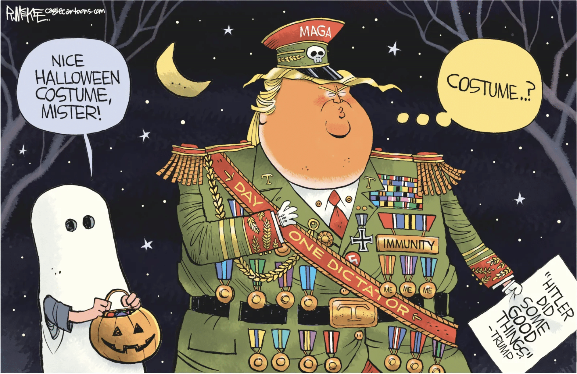 Trump in dictator costume for halloween