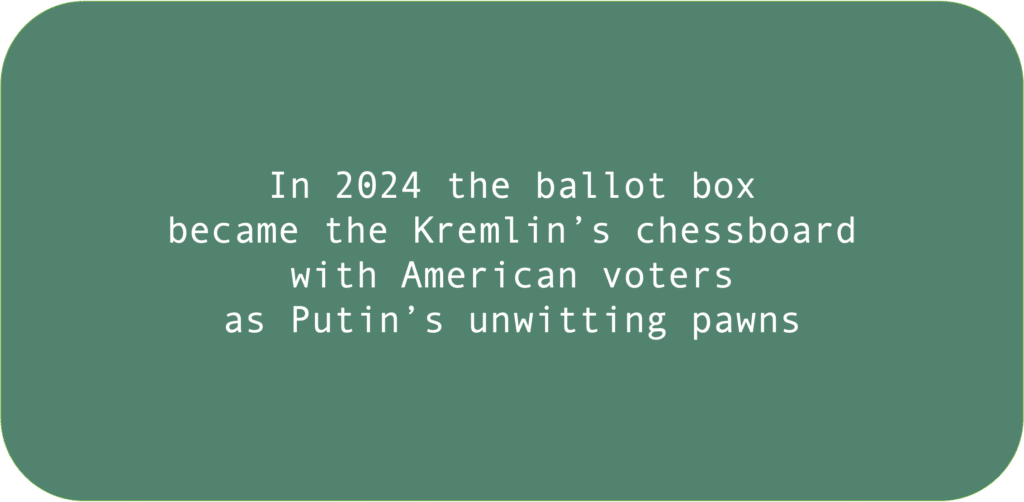 In 2024 the ballot box became the Kremlin’s chessboard with American voters as Putin’s unwitting pawns