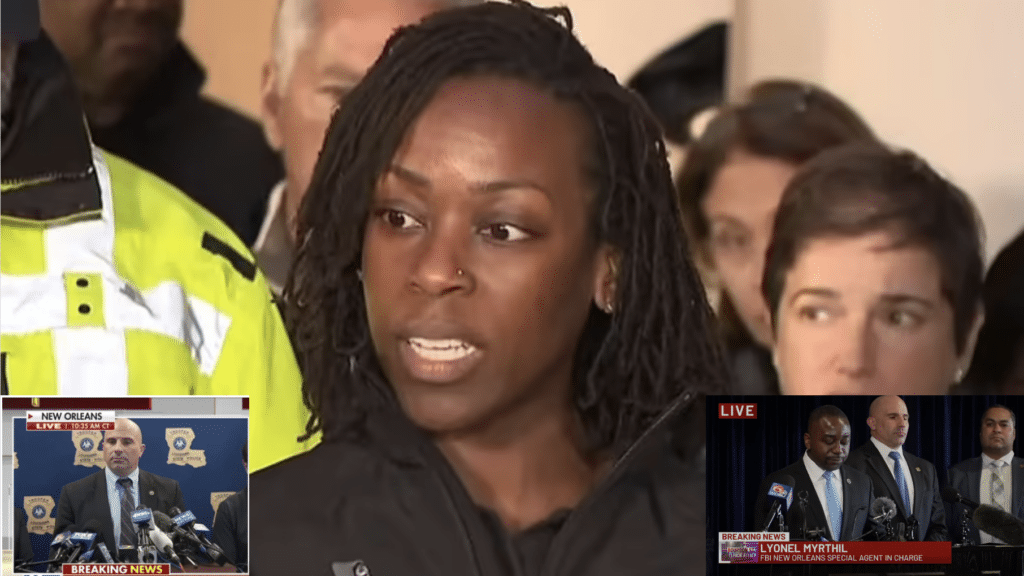 Black female FBI agent in charge at press conference in New Orleans after terrorist attack